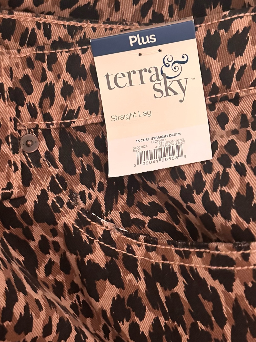 Terra & Sky Brown and Black Leopard Straight Leg Jeans - Picture 7 of 8
